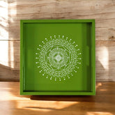Wooden Hand Painted Serving Tray With Traditional Indian Design